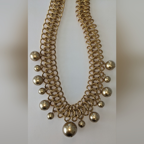 Vtg Gold Tone Collar Choker Necklace KJL 15” Long Statement Gorgeous - Picture 9 of 9